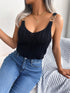 'Raya' Openwork Knit Tank Top - Celes Fashion